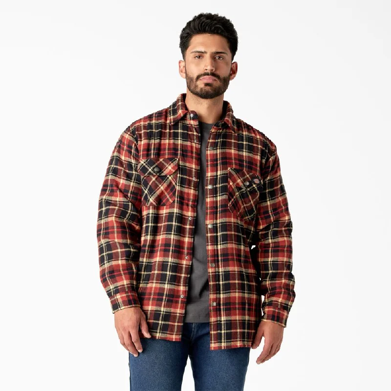 Stylish Sneakers Dickies Men's Sherpa Lined Flannel Shirt TJ210 - Black & Red Plaid