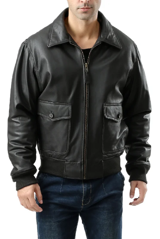 Smart Casual Landing Leathers Men Premium Air Force G-2 Leather Flight Bomber Jacket