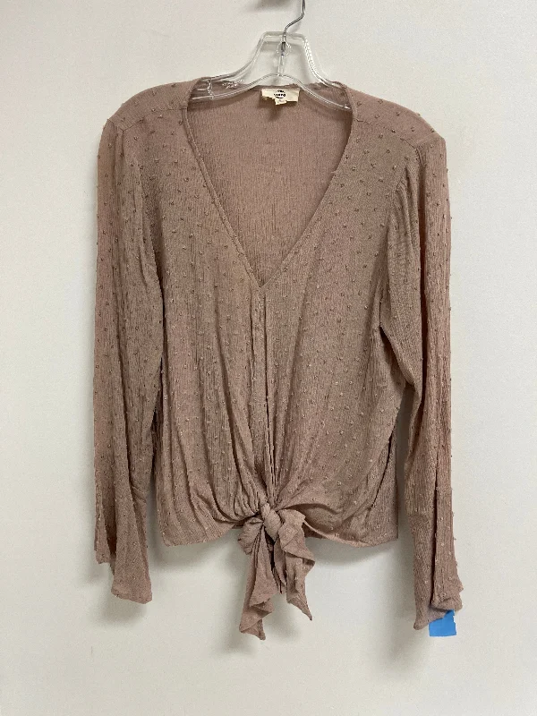 Comfy Apparel Top Long Sleeve By Entro In Brown, Size: S