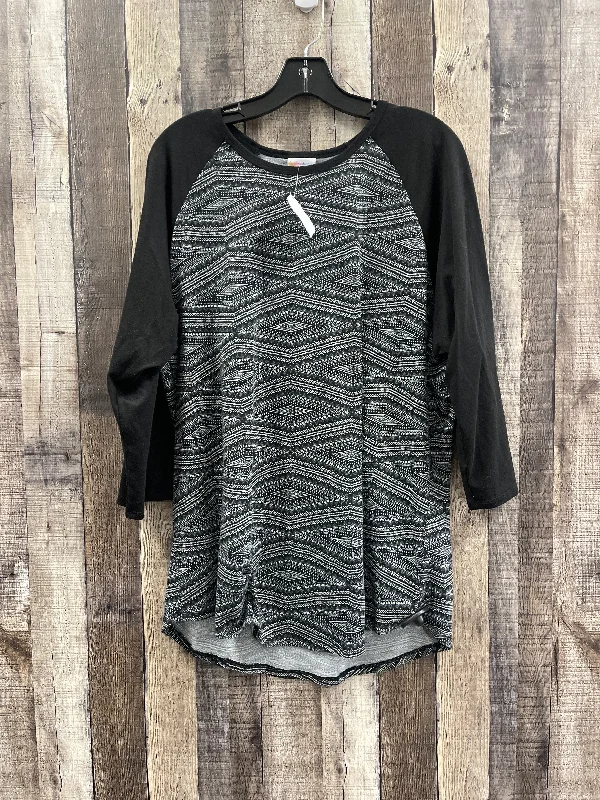 Stylish Polos Top Long Sleeve By Lularoe In Navy, Size: 2x