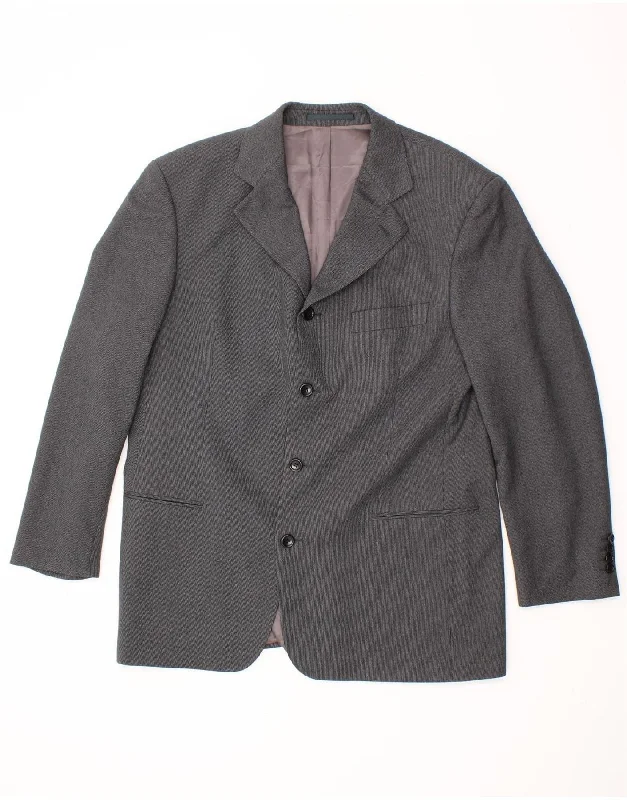 Trendy Outerwear HUGO BOSS Mens 4 Button Blazer Jacket IT 52 XL Grey Wool