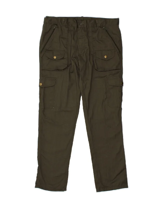 Classic Leather VINTAGE Mens Slim Cargo Trousers W36 L32 Khaki