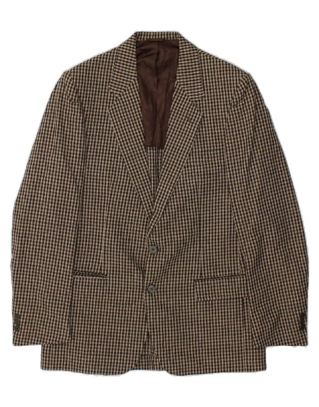 Modern Backpacks VINTAGE Mens 2 Button Blazer Jacket IT 48 Medium Brown Gingham Cotton