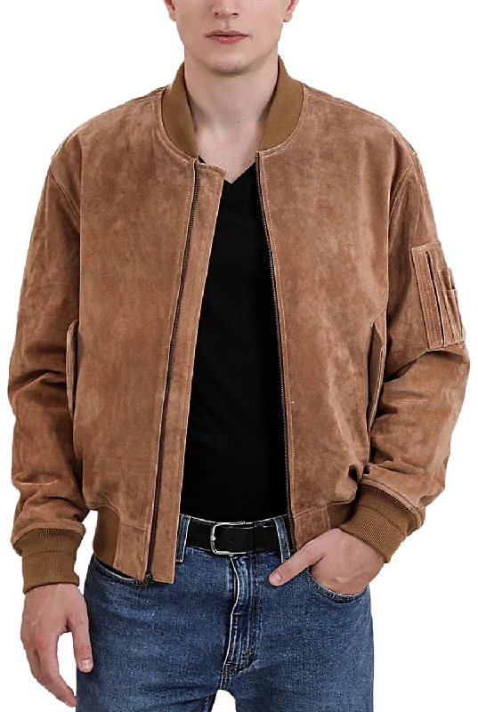 Casual Wear Landing Leathers Men MA-1 Suede Leather Flight Bomber Jacket