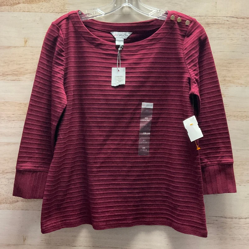 Relaxed Wear Top Long Sleeve By Liz Claiborne In Maroon, Size: Xs