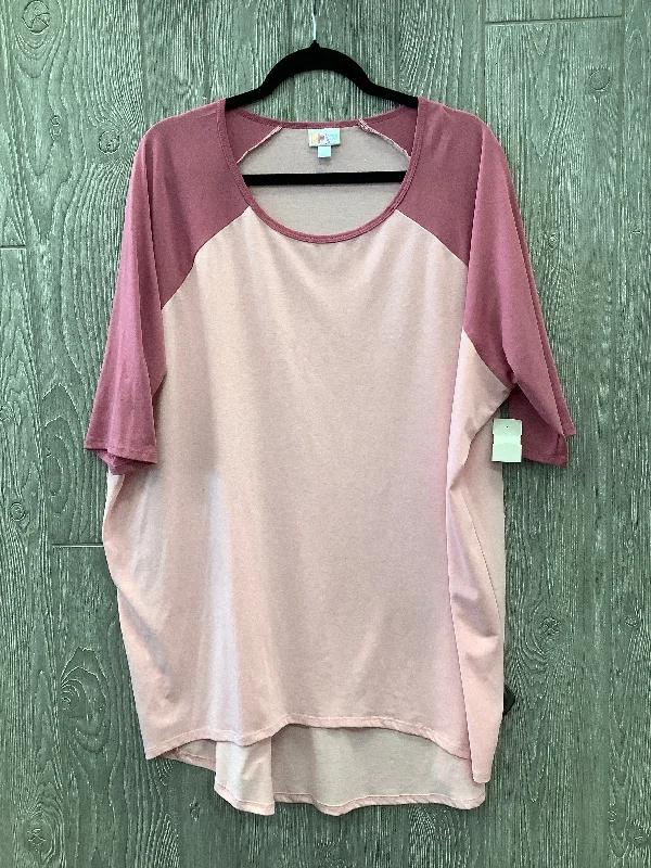 Summer Tees Top 3/4 Sleeve By Lularoe In Pink, Size: 2x