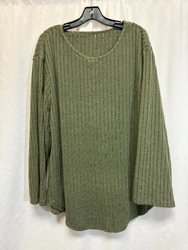 Modern Style Top Long Sleeve By Shein In Green, Size: 1x