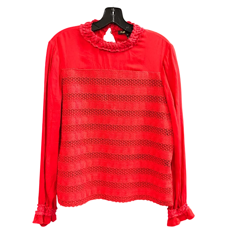 Fashion Basics Top Long Sleeve Designer By Cma In Red, Size: L