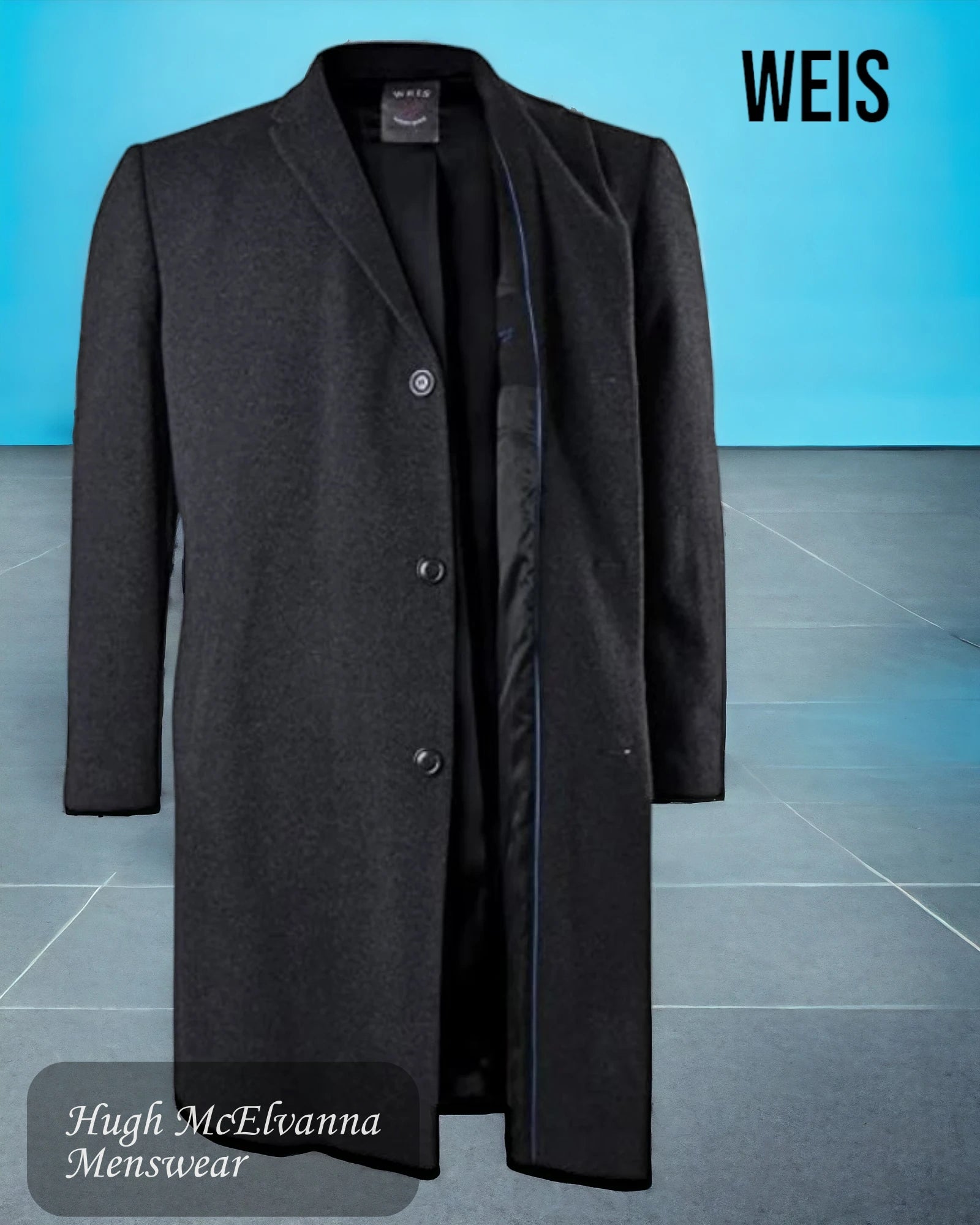 Fleece Jackets WEIS- Charcoal Wool & Cashmere Overcoat