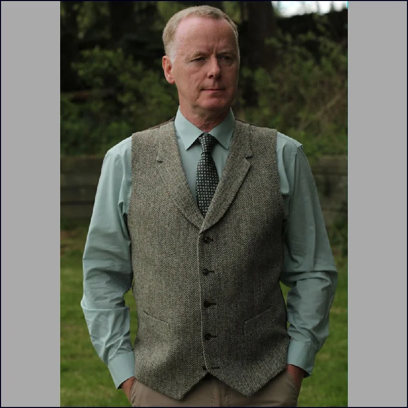 Stylish Blazers Harris Tweed Fawn Herringbone Waist Coat--