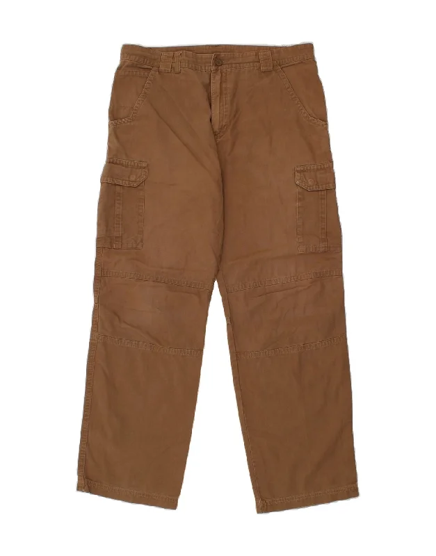 Casual Comfort DECATHLON Mens Straight Cargo Trousers W36 L32 Brown