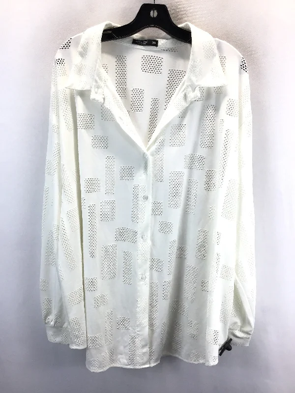 Summer Tees Top Long Sleeve By Shein In White, Size: 3x