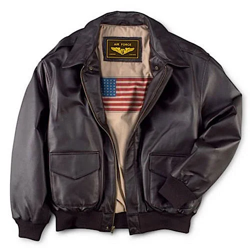 Rugged Jackets Landing Leathers Men Air Force A-2 Leather Flight Bomber Jacket