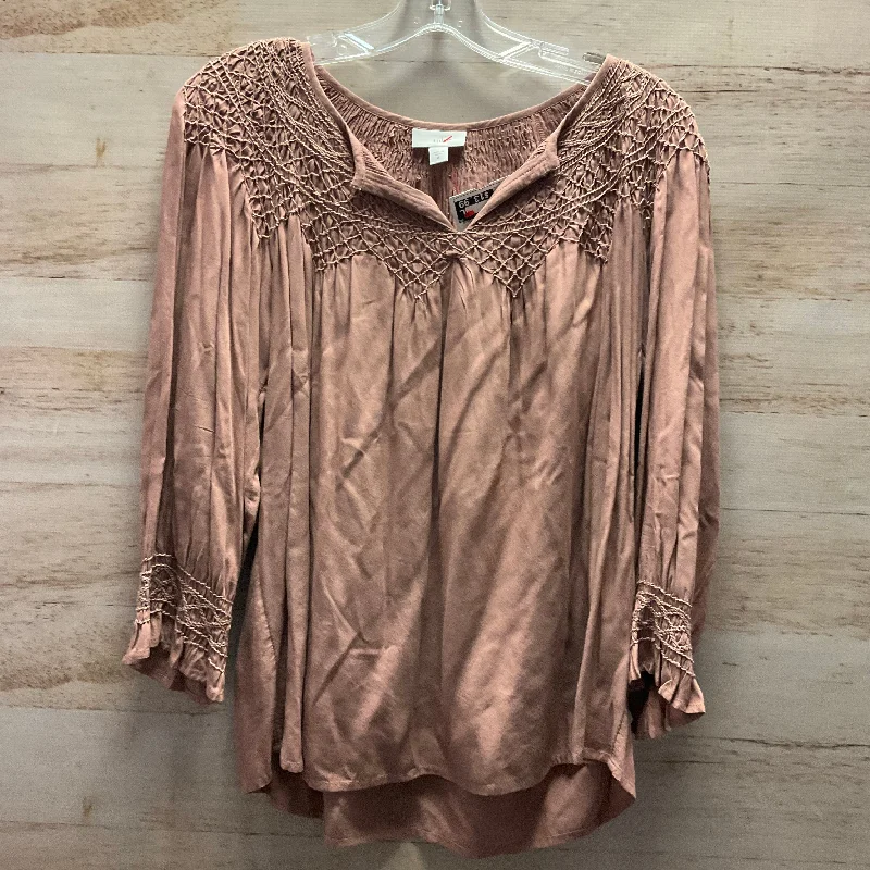 Street Denim Top Long Sleeve By J. Jill In Brown, Size: Xs