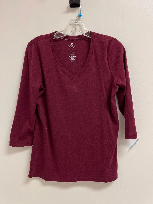 Casual Outfit Top Long Sleeve By St Johns Bay In Red, Size: S