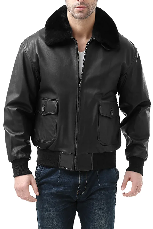 Luxury Comfort Landing Leathers Men Premium Navy G-1 Goatskin Leather Flight Bomber Jacket