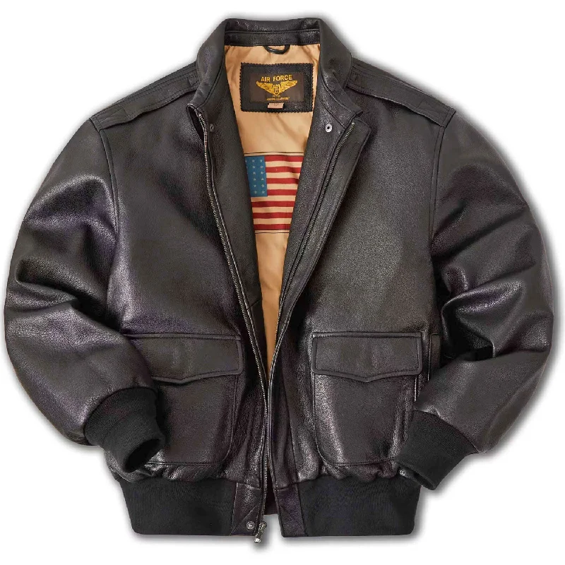 High-end Jackets Landing Leathers Air Force Men A-2 Goatskin Leather Flight Bomber Jacket