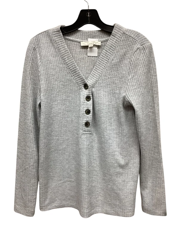 Easygoing Fashion Top Long Sleeve By Loft In Grey, Size: M