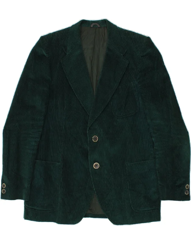 All-Day Wear VINTAGE Mens Corduroy 2 Button Blazer Jacket IT 56 3XL Green