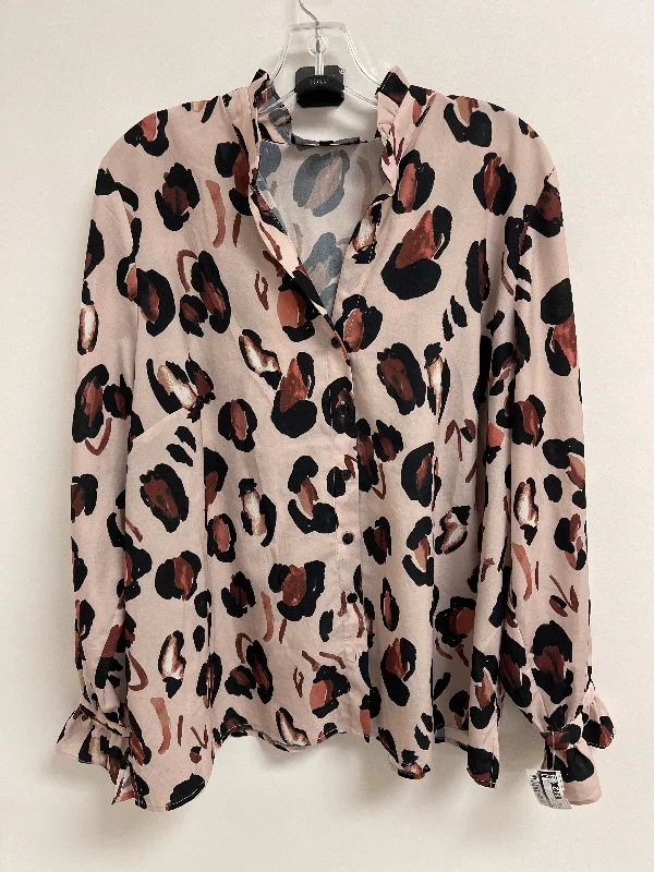 Puffer Jackets Top Long Sleeve By Eloquii In Animal Print, Size: 1x