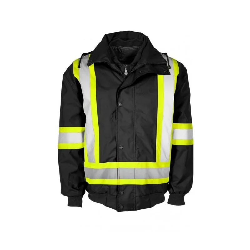 Smart Casual Terra Men's Hi-Vis 6 in 1 System Work Bomber Jacket Black - 116562