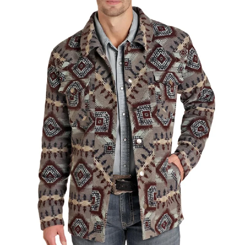 High-end Jackets Powder River Mens Aztec Jacquard Wool Jacket - DM92C04058-05