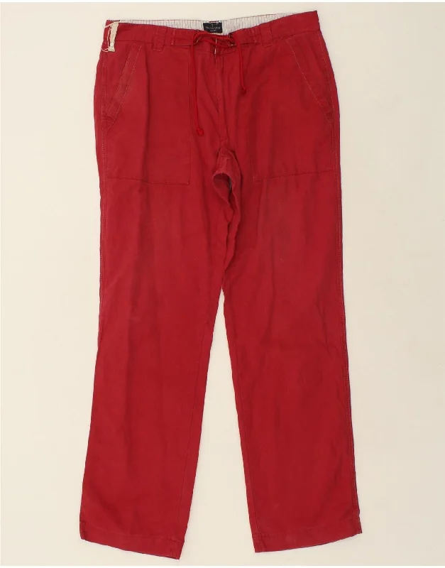 Workwear Jackets TRUSSARDI Mens Chino Trousers IT 54 2XL W36 L33 Red Cotton