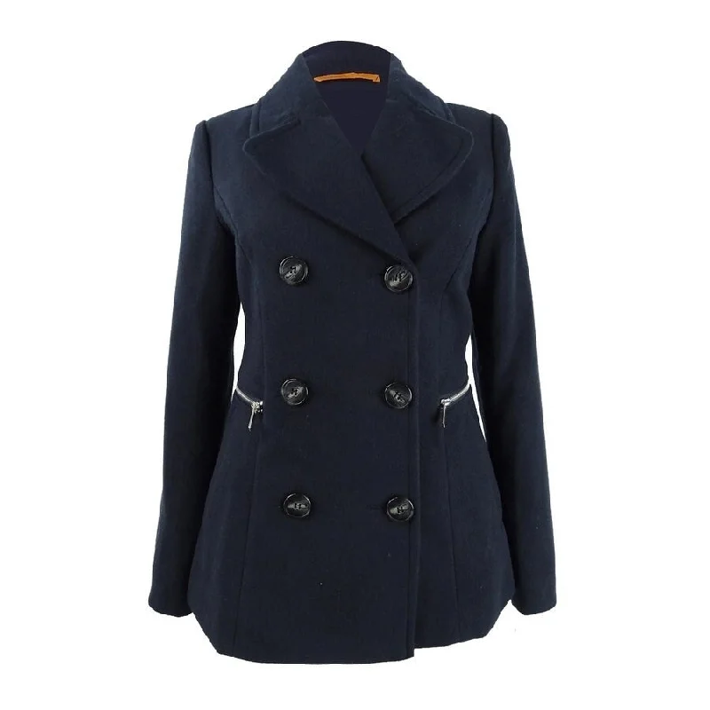 Heavy Coats Maralyn & Me Juniors' Double-Breasted Peacoat Navy Size Medium