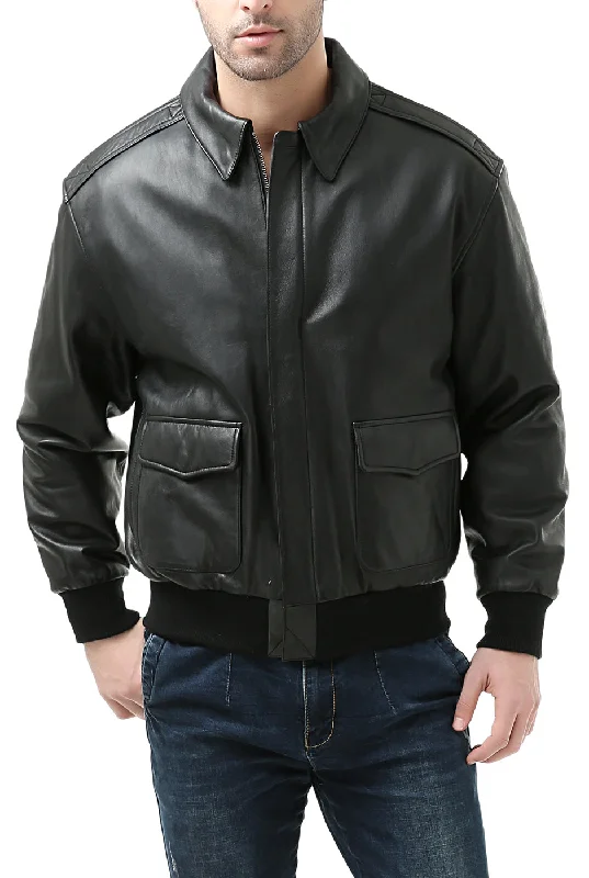 Streetwear Look Landing Leathers Men Premium Air Force A-2 Goatskin Leather Flight Bomber Jacket