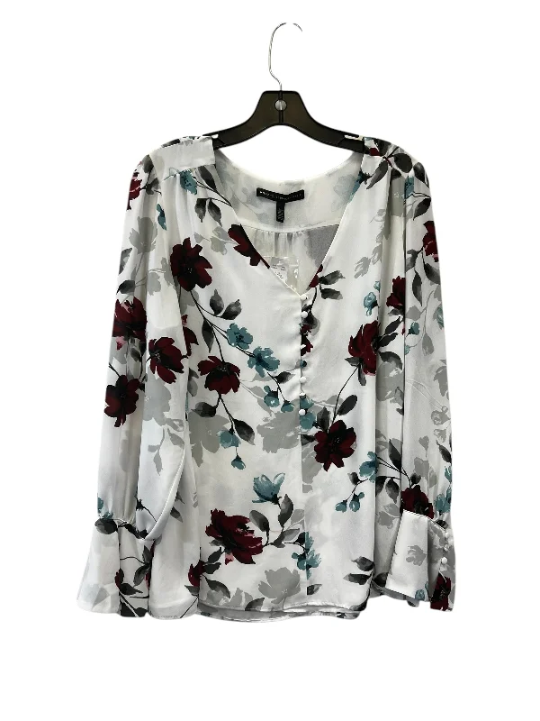 Rugged Jackets Top Long Sleeve By White House Black Market In Floral Print, Size: L