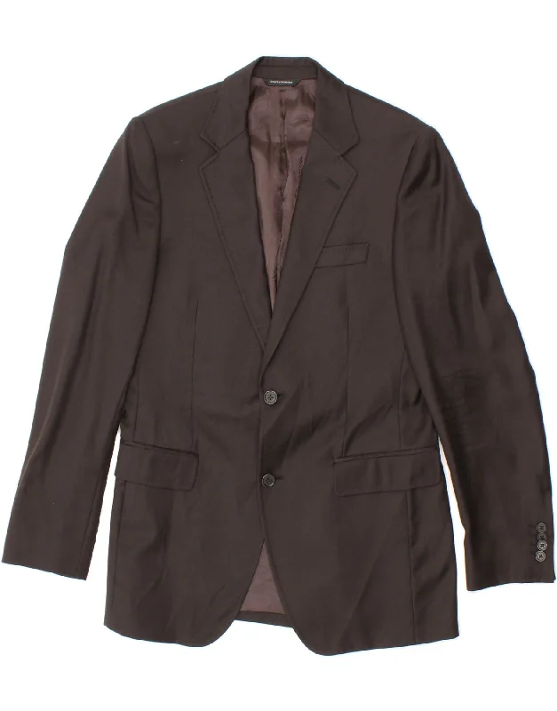 Trench Coats DOLCE & GABBANA Mens 2 Button Blazer Jacket IT 46 Small Brown Virgin Wool