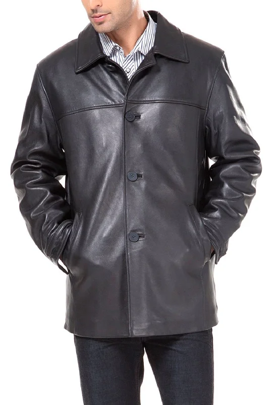 Sportswear Styles BGSD Men Samuel New Zealand Lambskin Leather Car Coat