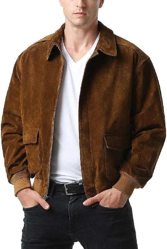 Long Trench Coats Landing Leathers Men Air Force A-2 Suede Leather Flight Bomber Jacket