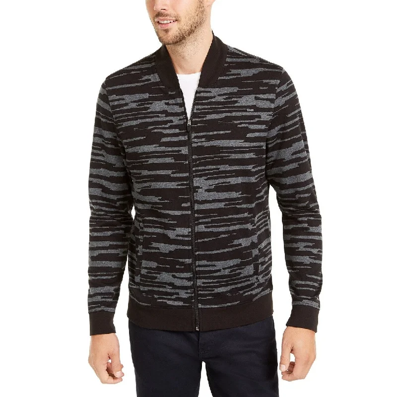 Active Gear Alfani Men's Abstract-Print Bomber Jacket Black - Size Extra Large