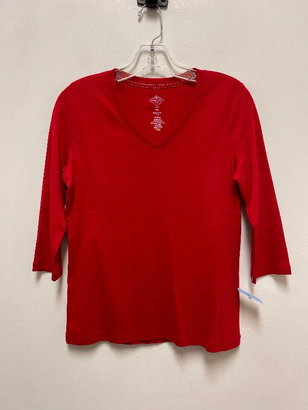 Sporty Chic Top Long Sleeve By St Johns Bay In Red, Size: Sp