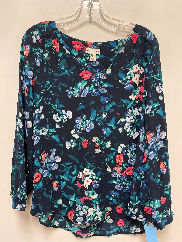 Comfy Apparel Top Long Sleeve By Adrienne Vittadini In Floral Print, Size: M