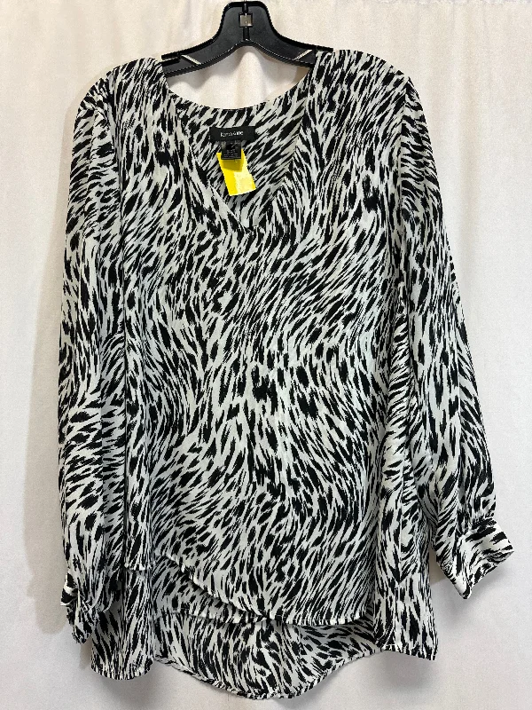 Hipster Style Top Long Sleeve By Karen Kane In Zebra Print, Size: 1x