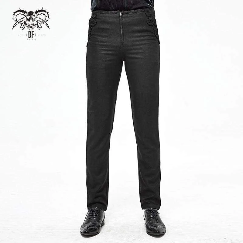 Stylish Joggers Men's Gothic Front Zip Suit Pants