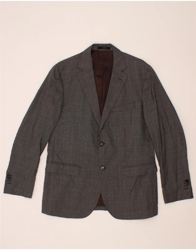 Effortless Style MASSIMO DUTTI Mens 2 Button Blazer Jacket UK 42 XL Grey Check Wool