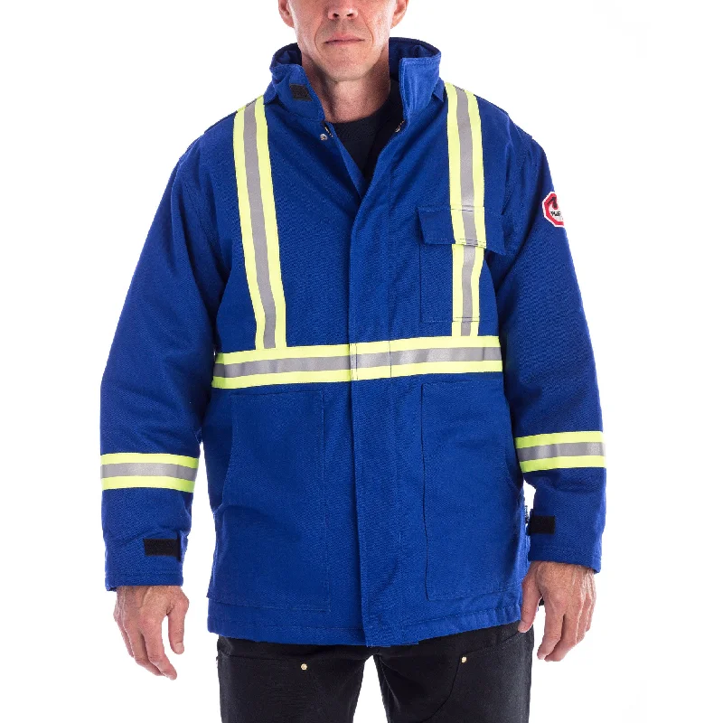 Trendy Comfort Rasco Flame Resistant Men's High Visibility Insulated Parka - Blue