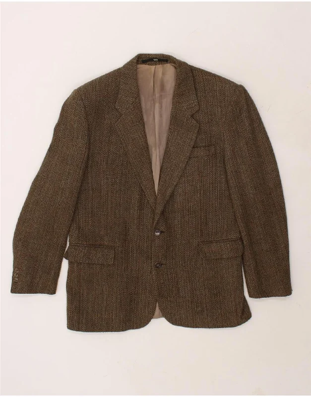 Cozy Fit VINTAGE Mens 2 Button Blazer Jacket UK 42 XL Brown Herringbone Wool