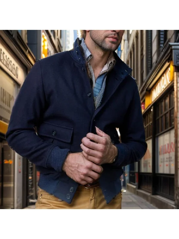 Urban Vests Casual Stand Collar Single Breasted Long Sleeve Men Jackets