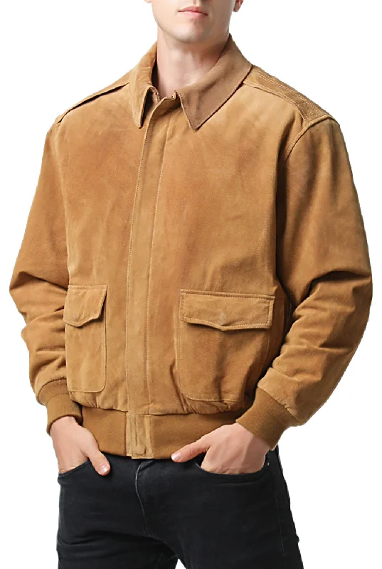 Street Tees Landing Leathers Men Air Force A-2 Suede Leather Flight Bomber Jacket