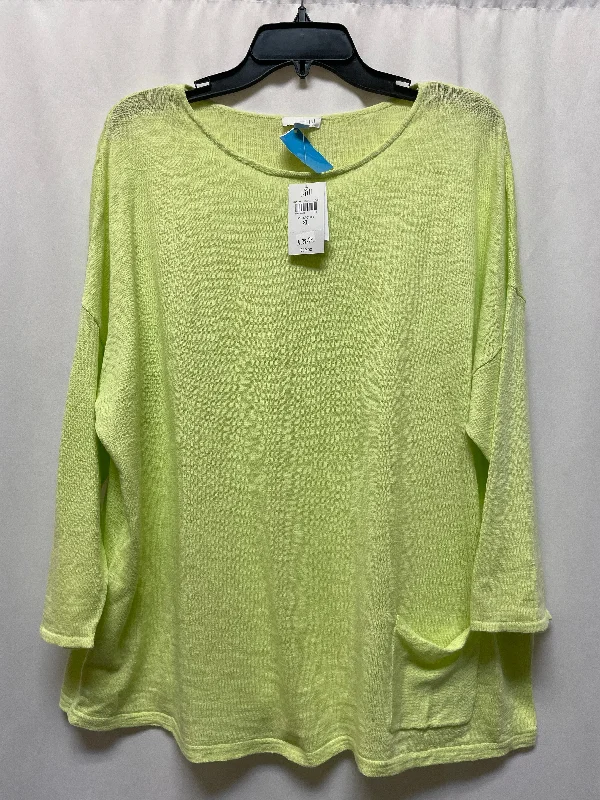 Classic Leather Top Long Sleeve By J. Jill In Green, Size: Xl