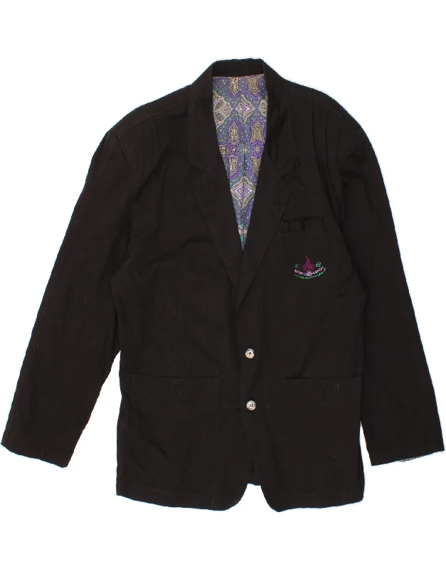 Sporty Chic VINTAGE Mens 2 Button Blazer Jacket UK 40 Large Black