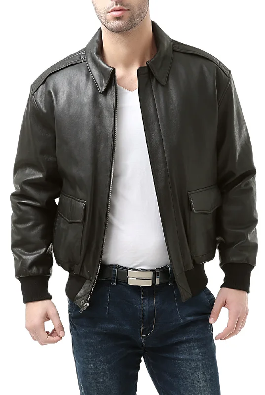 Casual Comfort Landing Leathers Men Premium Air Force A-2 Goatskin Leather Flight Bomber Jacket