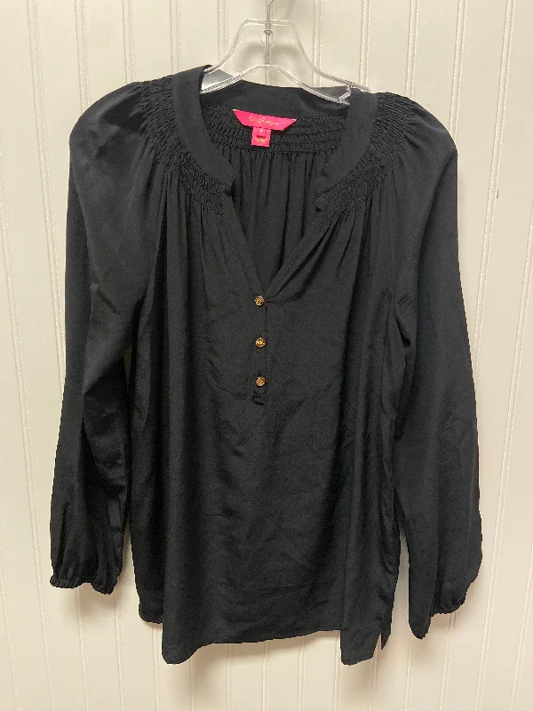 Sporty Jackets Top Long Sleeve Designer By Lilly Pulitzer In Black, Size: S