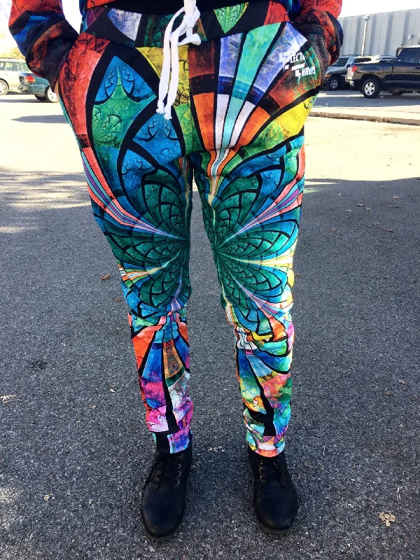 Fleece Jackets Optical Stained Glass Unisex Joggers