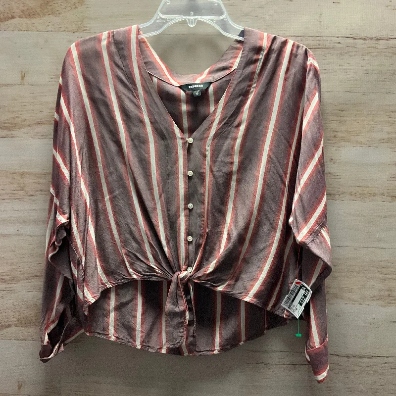 Classic Casual Top Long Sleeve By Express In Striped, Size: Xs