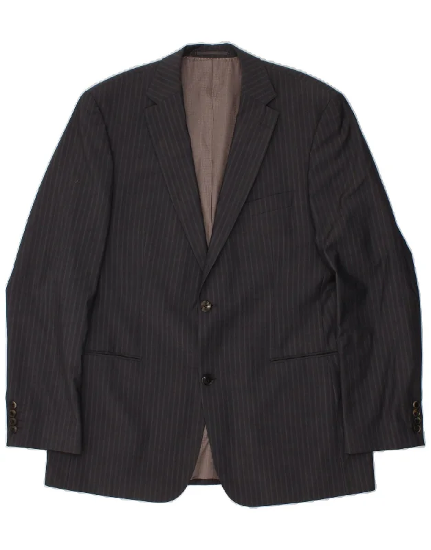 Tailored Coats HUGO BOSS Mens 2 Button Blazer Jacket Size 106 2XL Grey Pinstripe